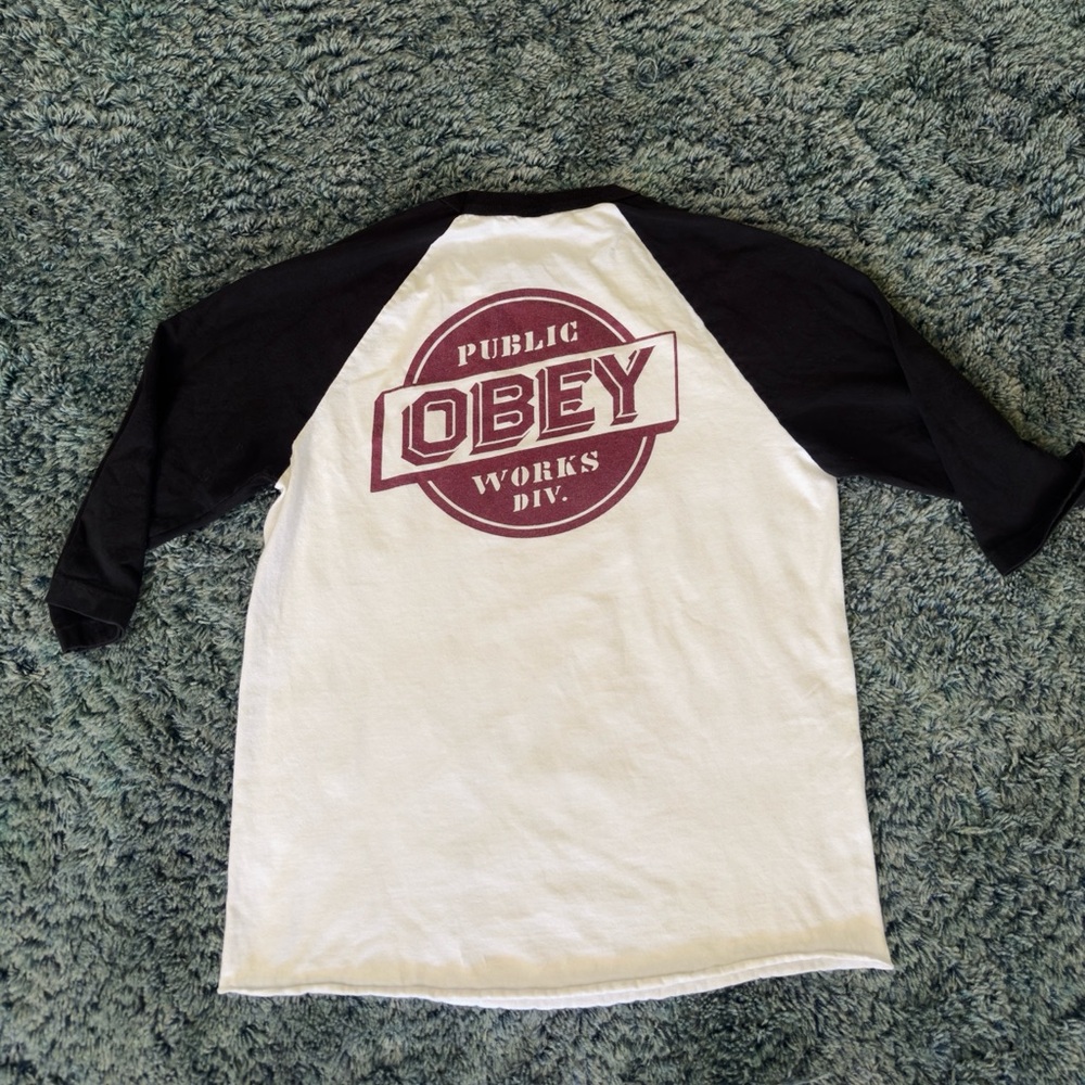 Obey Public Works Division Medium 3/4 Sleeve Shirt
